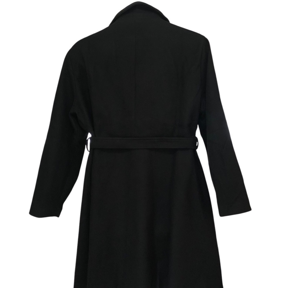 Hanna Nikole Women’s Wool Dress Coat 24W Black Pea Coat Double Breast Belted NWT - Picture 4 of 10